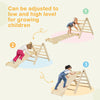 Adjustable indoor climbing toy set for toddlers, featuring a reversible ramp and sturdy wooden construction for safe.