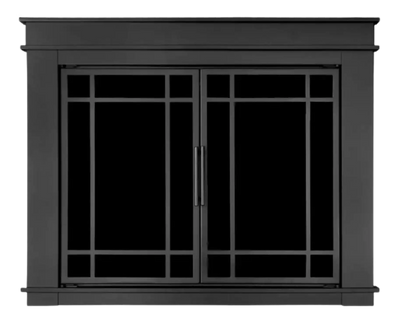 Pleasant Hearth Fillmore Large 32.5 by 43 in. Opening Glass Fireplace Doors Midnight Black New