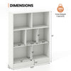 7-section freestanding bookshelf in white with open cubes, ideal for kids' rooms and classrooms, offers ample storage.