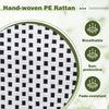 Close-up of hand-woven PE rattan texture, showcasing breathable, sun-protective, and fade-resistant material for.