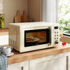 700W Retro Countertop Microwave Oven with 5 Micro Power and Auto Cooking Function-Cream White - Gallery View 1 of 12