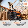 Dual fuel runtime graphic (gasoline and propane at 50% load)