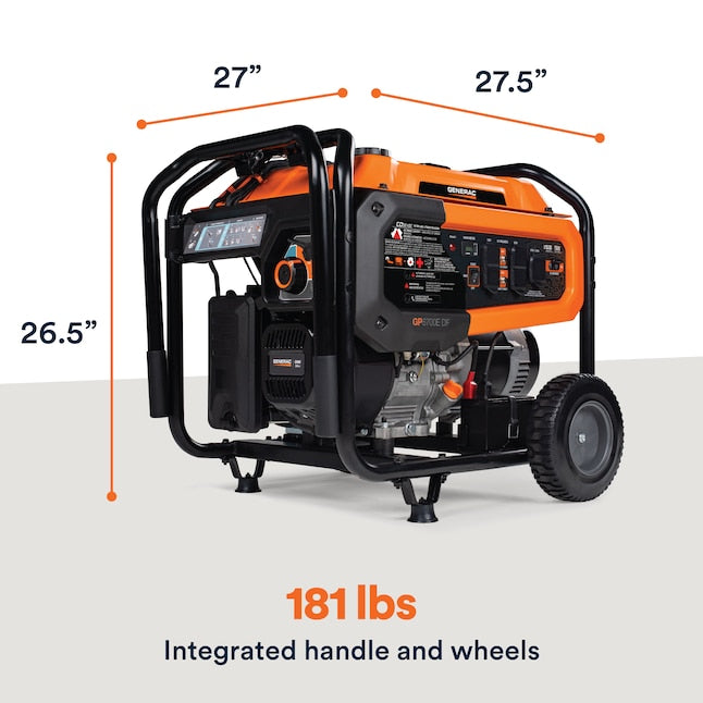 Generac GP6700E DF dimensions and weight graphic