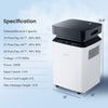 70-pint dehumidifier with LED display, adjustable humidity, and 4 wheels for easy mobility in home or basement use.