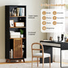 70-inch black 5-tier bookshelf with triple open shelves and enclosed cabinet, ideal for living rooms and studies.