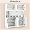 70-inch farmhouse pantry cabinet dimensions with 4 cabinets, 2 open shelves, and a wine rack for versatile storage.
