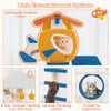Aviation-themed cat tree with helicopter perch, climbing ladder, and star-shaped teasing toys for multi-level fun.