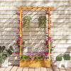 Wooden raised garden bed with lattice trellis, made from natural pine, perfect for patios and vertical plant growth.