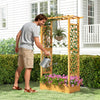 Wooden raised garden bed with lattice trellis, made from natural pine, ideal for flowers and climbing plants in.