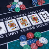 Poker table top featuring a water-repellent surface, designed for 10 players, with anti-slip base and Texas Hold'em.