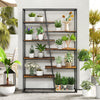 71-inch 7-tier industrial etagere bookcase with rustic brown shelves and heavy-duty metal frame, ideal for plants and.