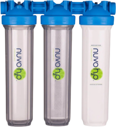 NuvoH2O 711249 Water Softener plus Sediment and Chloramine Filter Manor Trio System Salt-Free for Homes Over 1,500 Sq. Ft. New