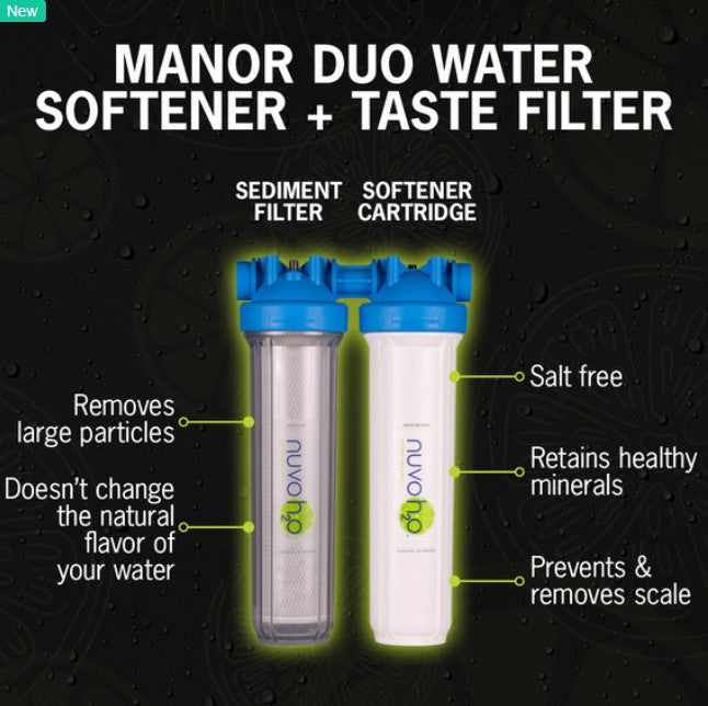 NuvoH2O 711273 Water Softener plus Sediment Filter Manor Duo System Salt-Free for Homes Over 1,500 Sq. Ft. New