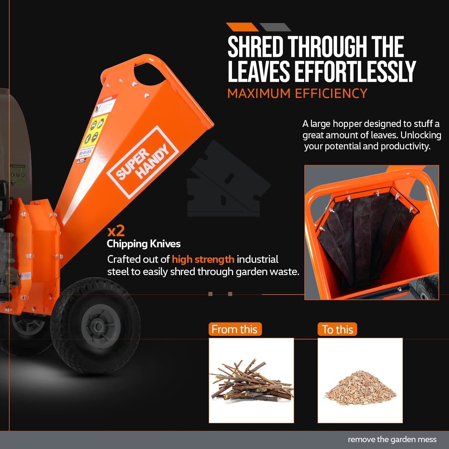 Super Handy GCAO006 Mini Wood Chipper Shredder Mulcher 3