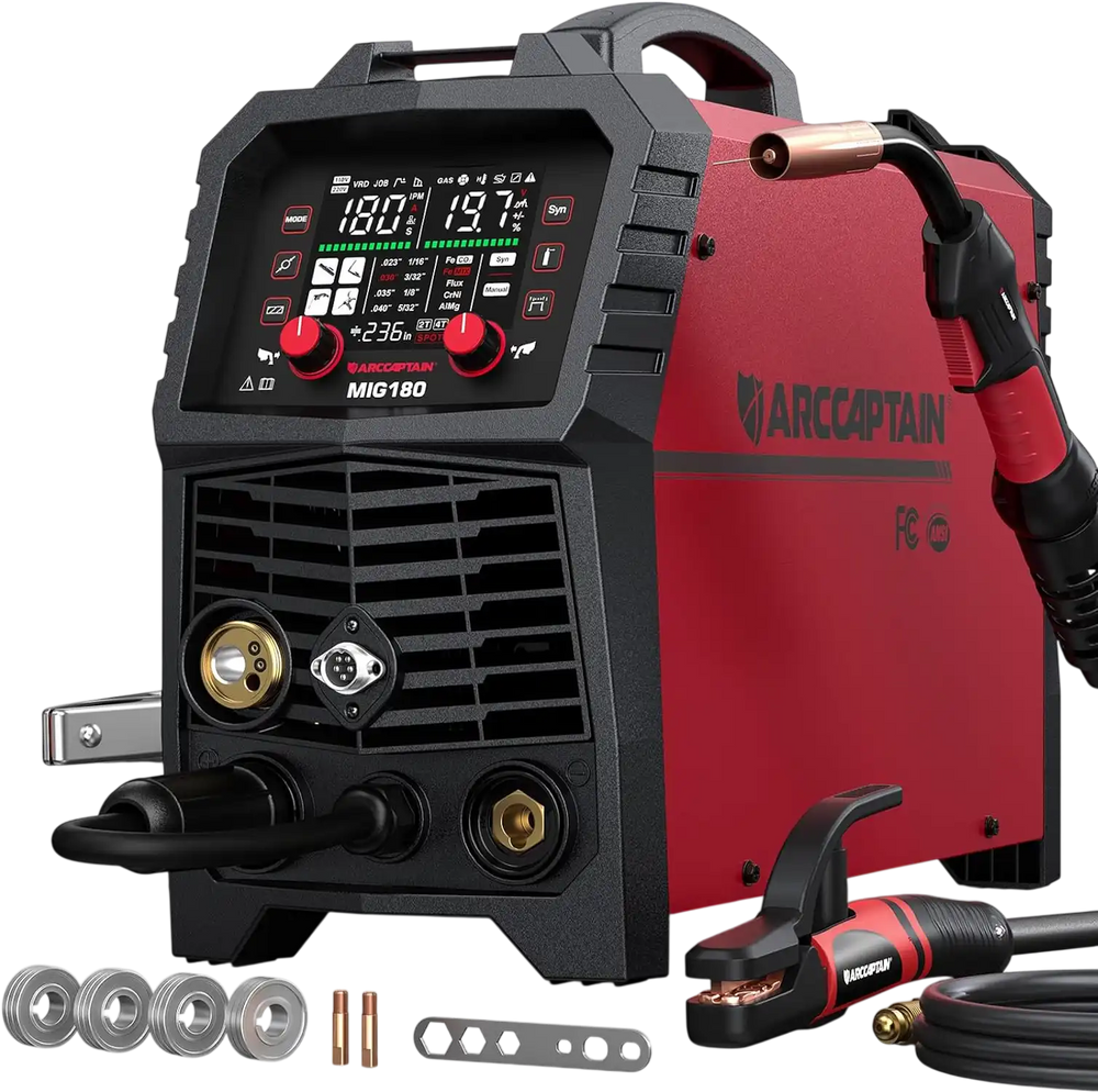 ARCCAPTAIN MIG180 MIG Welder 2T/4T 110V 220V LED Display 6-in-1 Welding Machine