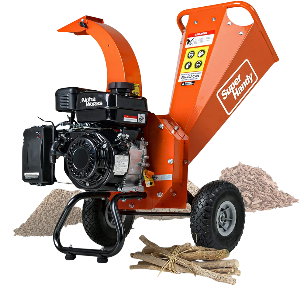 Super Handy GCAO006 Mini Wood Chipper Shredder Mulcher 3" Max Capacity with 7HP 212cc Engine New Canada Only