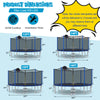 12-foot outdoor trampoline with enclosure net, basketball hoop, and sturdy steel construction for safe recreational fun.