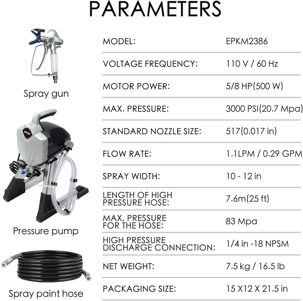 Kozyard Airless Paint Sprayer 3000 PSI with 650W Brushless Motor Adjustable Pressure New