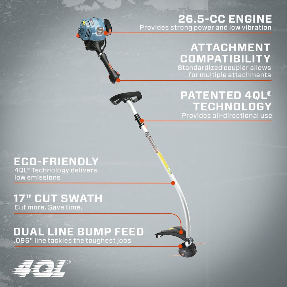 Senix GTC4QL-L String Trimmer 17-Inch Bump Feed 26.5cc 4-Cycle Gas Powered New