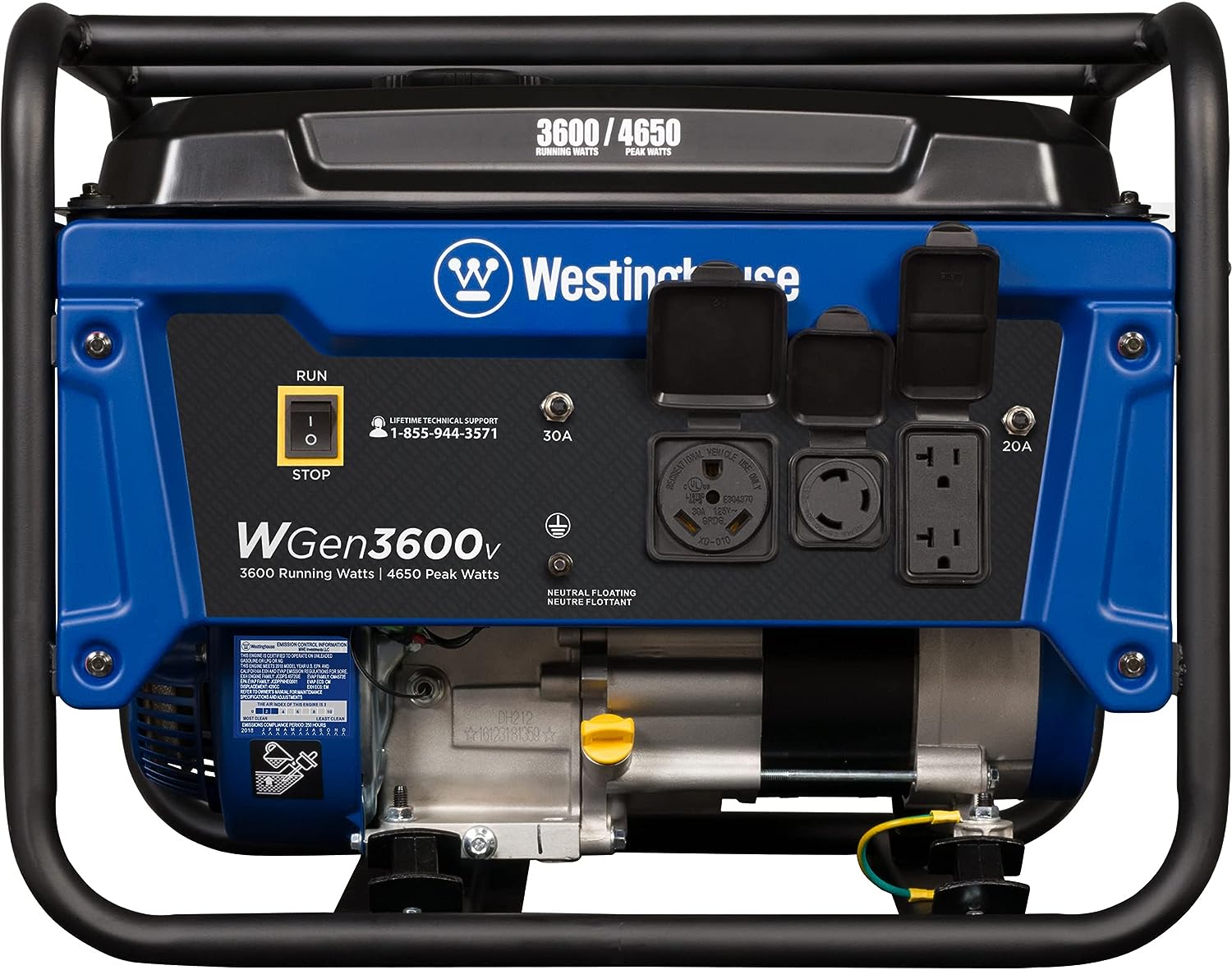 Westinghouse WGen3600v Generator 3600W/4650W 30 Amp Recoil Start Gas New