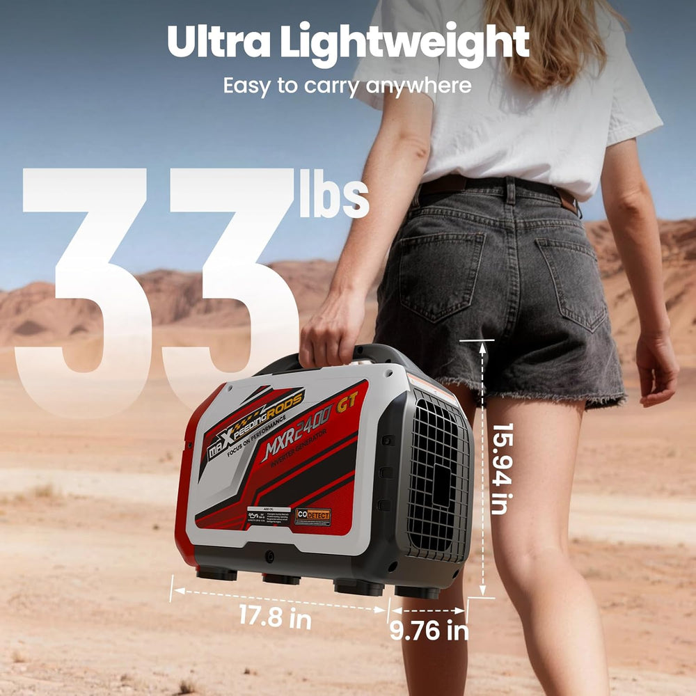 Maxpeedingrods 1800W/2400W Inverter Generator Gas Low THD CO Alert Bluetooth App MXR2400GT-US New