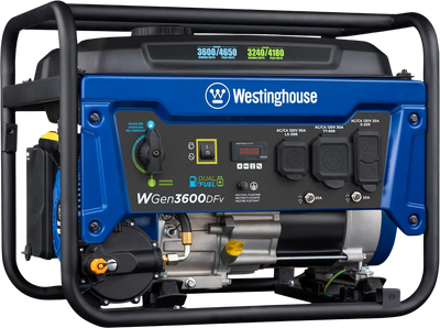 Westinghouse WGen3600DFv Generator 3600W/4650W 30 Amp Recoil Start Dual Fuel New
