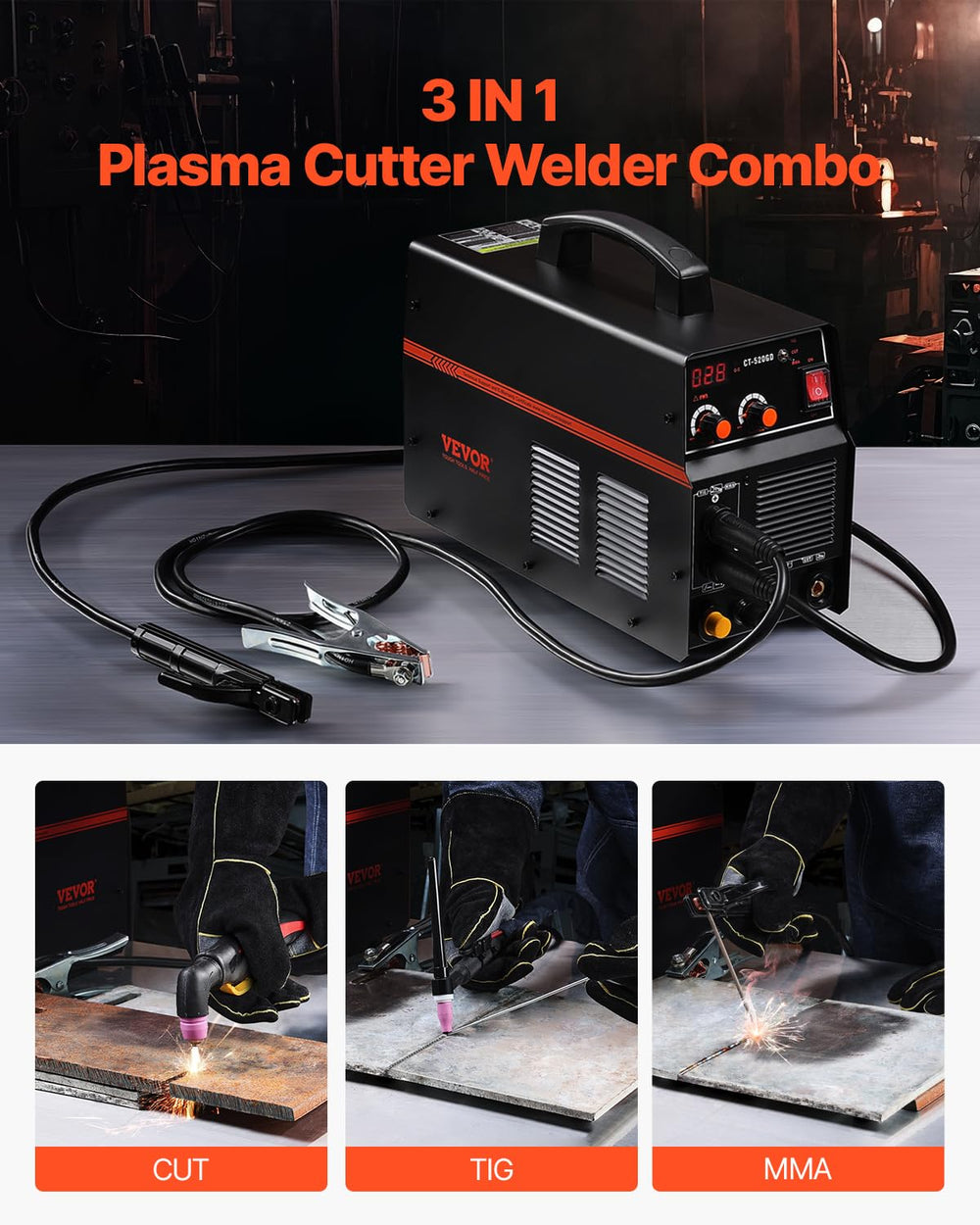 Vevor Plasma Cutter 3 in 1 Welder Machine TIG/MMA Combo 110/220V New