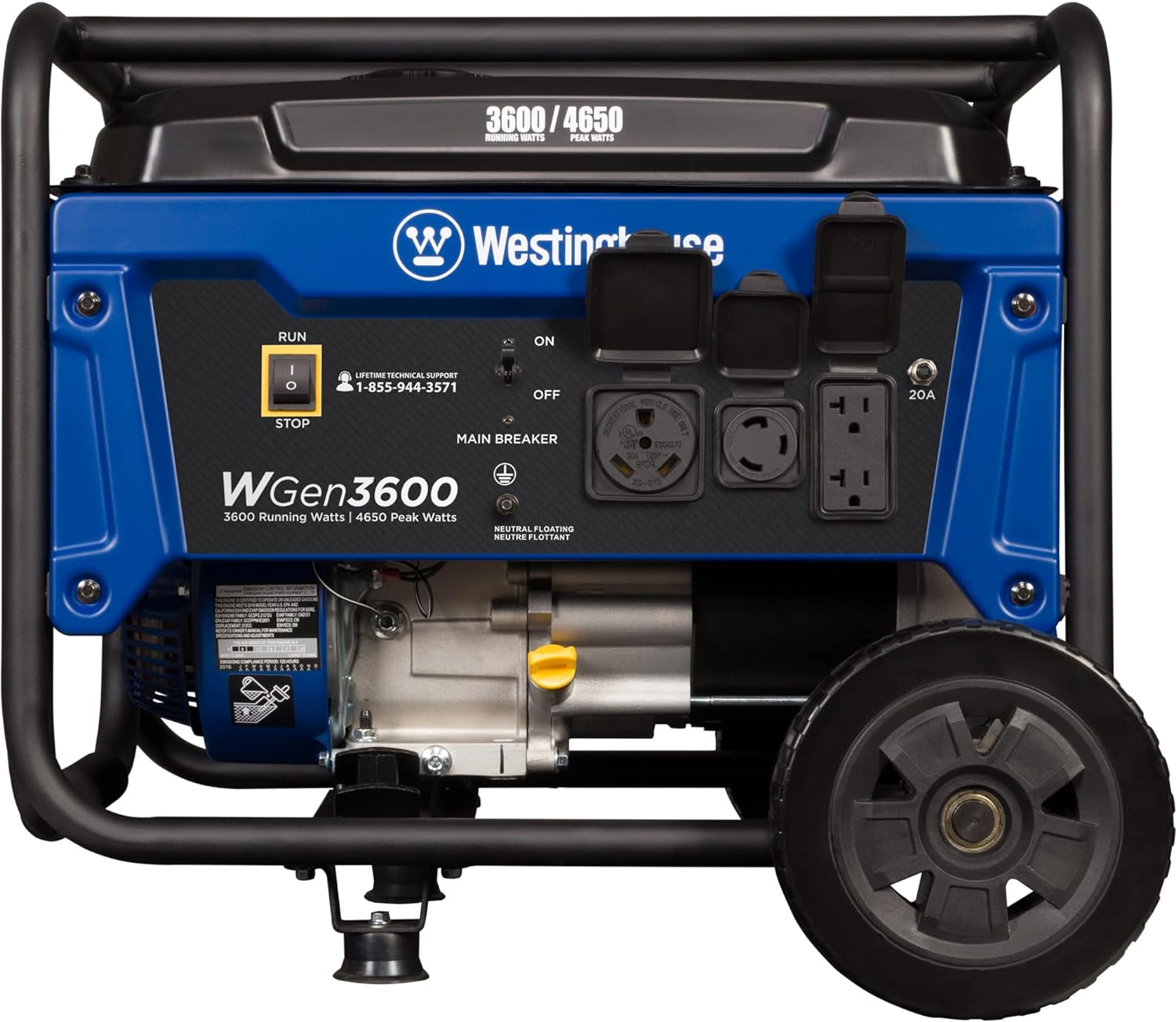 Westinghouse WGen3600 Generator 3600W/4650W 30 Amp Recoil Start Gas New