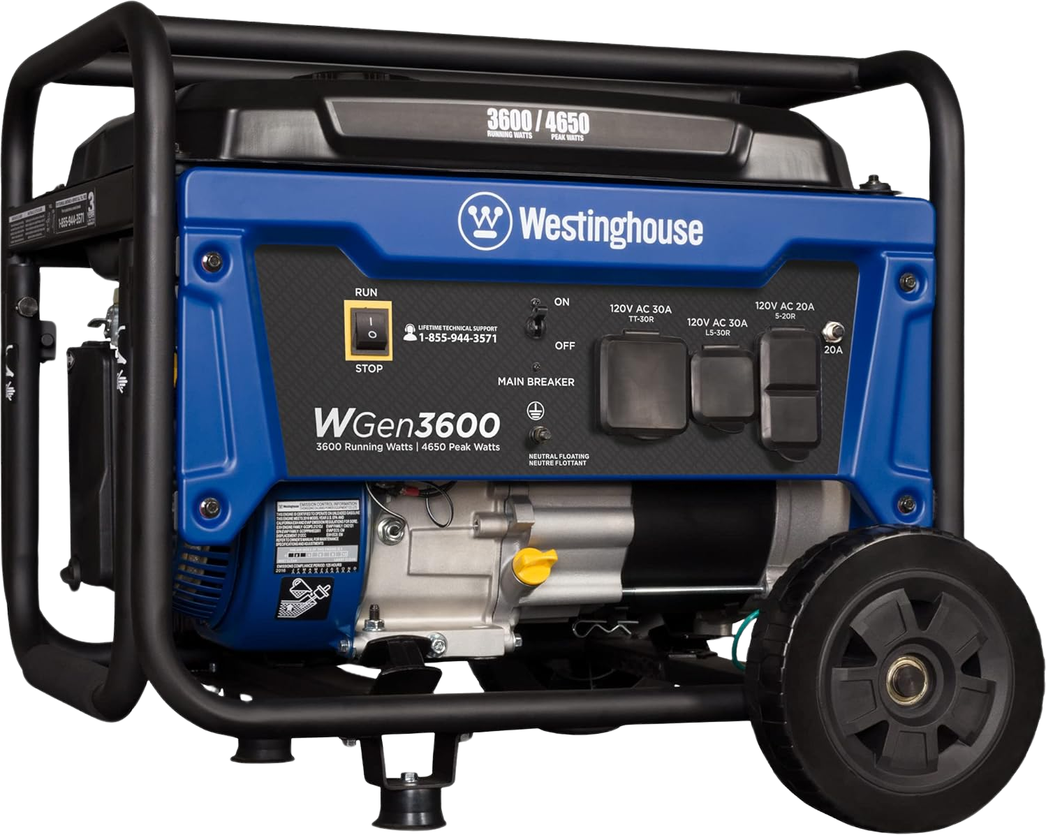Westinghouse WGen3600 Generator 3600W/4650W 30 Amp Recoil Start Gas New