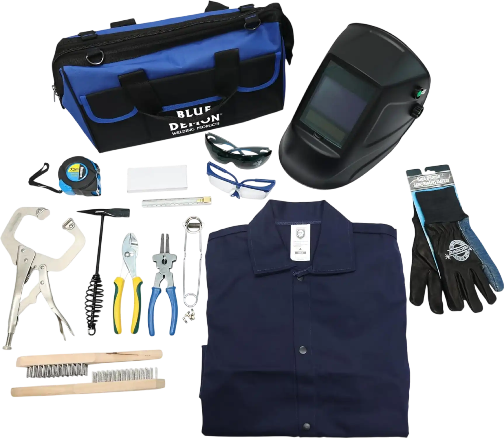 Blue Demon Student Welding Kit with Tool Bag PPE and True View Hood New