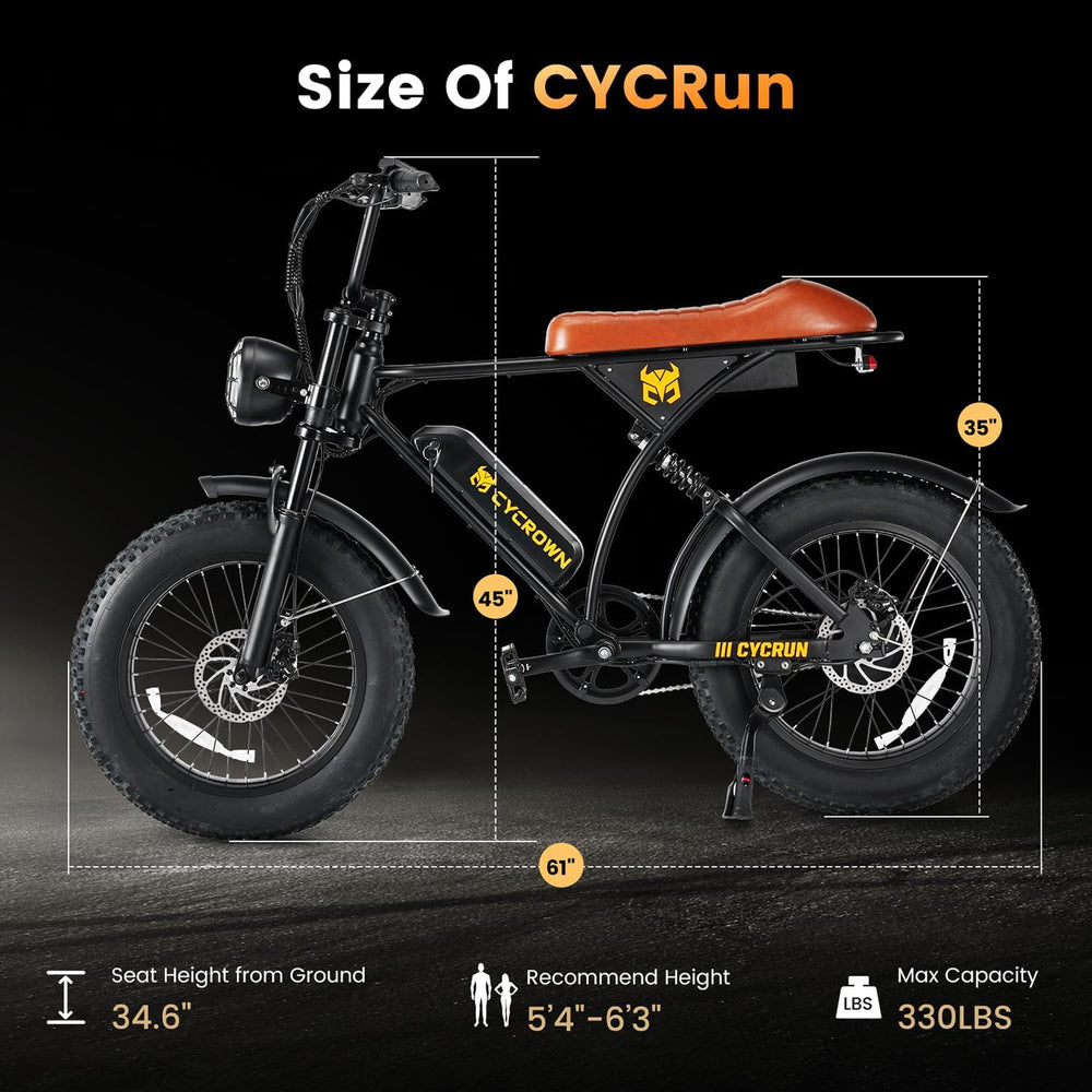 cykno electric bicycle Cycrown CycRun Vintage Moped Electric Bike 750W 374Wh Battery 20 MPH 3 – FactoryPure