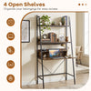 Freestanding 71” high laptop desk with open shelves, brown finish, ideal for living room or bedroom organization.