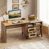 Spacious 71-inch computer table with natural finish, open compartments, and drawers for home or office use.
