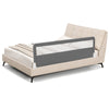 Gray 71-inch extra long bed guardrail with heavy-duty steel frame, ensuring stability and safety for toddlers in bed.