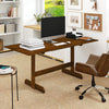 Walnut farmhouse dining table for 6-8, featuring rubber wood legs and a smooth, easy-to-maintain surface.