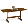 Walnut 71-inch farmhouse dining table for 6-8, featuring rubber wood legs and a smooth, easy-to-clean surface.