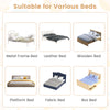 71-inch foldable baby bed guard rail in white with adjustable safety strap, designed for various bed types.
