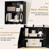 Freestanding black bookshelf featuring 4 open shelves and a 2-door cabinet for stylish storage and display.