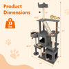 Multi-level 71-inch tall grey cat tree with condos, scratching posts, and cozy perch for playful cats.