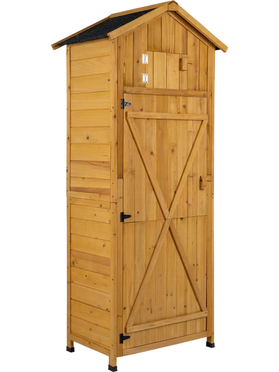 Costway Garden Tool Storage Cabinet Lockable Doors Foldable Table 70