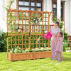 Large wooden planter container with trellis and hanging roof, ideal for climbing plants and vegetables in outdoor.