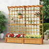 Large wooden planter container with trellis and hanging roof, made of natural fir wood, ideal for climbing plants and.