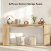 71-inch natural console table showcasing smooth wood grain, ample storage, and stable support for hallway organization.