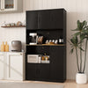 71" Tall Kitchen Pantry Cabinet with Charging Station Wooden Buffet Cupboard Sideboard-Black - Gallery View 1 of 10