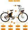 Ecotric Lark E-Bike 36V 10AH 500W 20 MPH City Bike For Women with Basket and Rear Rack White NS-LAK26LCD-W New