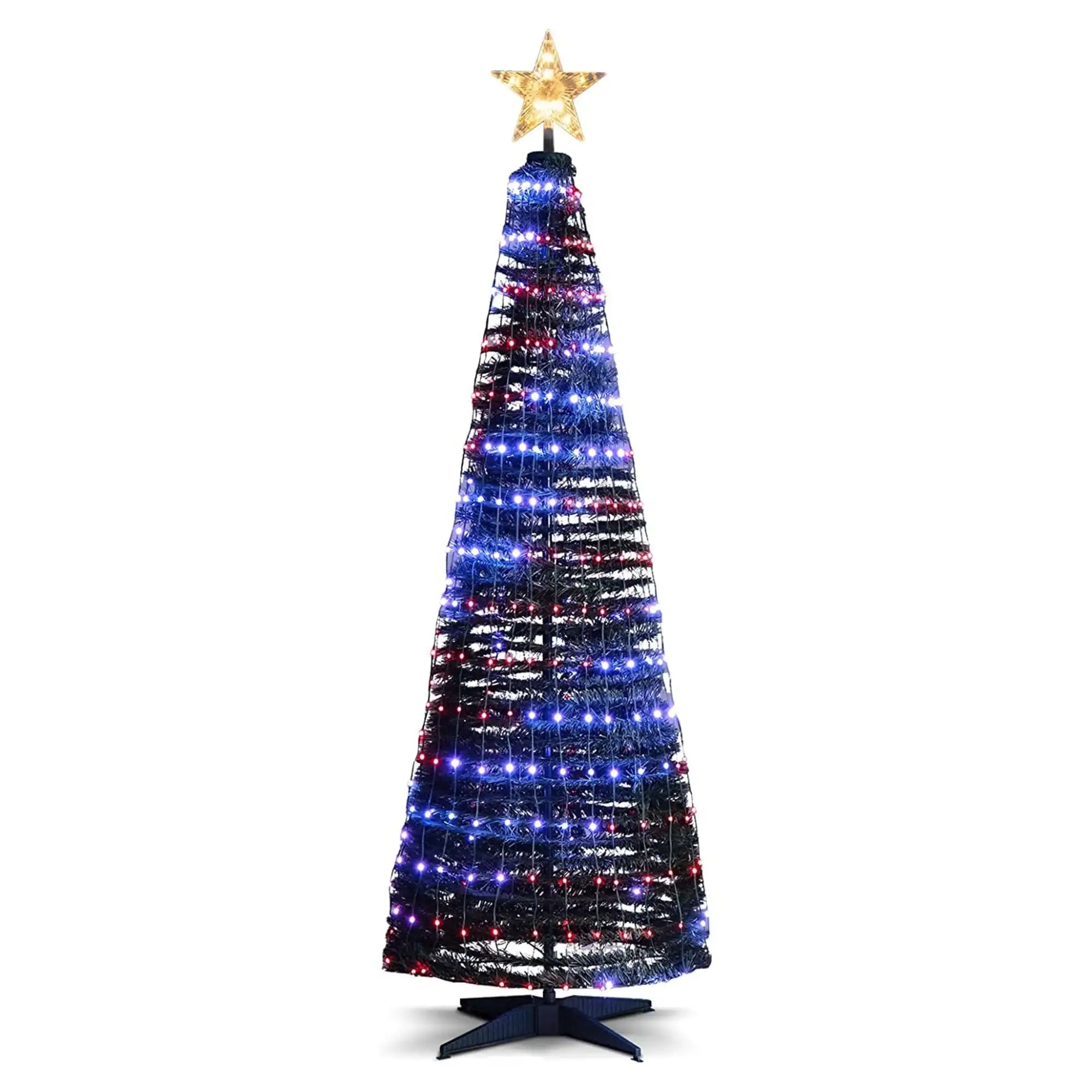 Costway 6.2' Pop-Up Lighted Christmas Tree 282 RGB LED 73562981 New