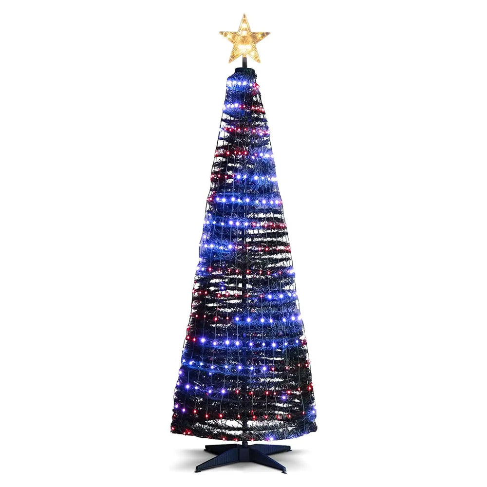 6.2 feet pop-up lighted Christmas tree with 282 RGB LED lights and star topper, ideal for festive indoor or outdoor.