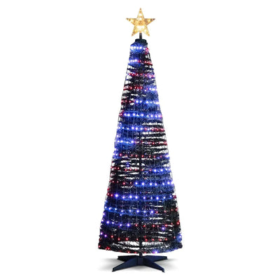 Costway 6.2' Pop-Up Lighted Christmas Tree 282 RGB LED 73562981 New