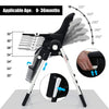 Adjustable black high chair with 7 height positions and 5 recline settings, designed for infants up to 36 months.