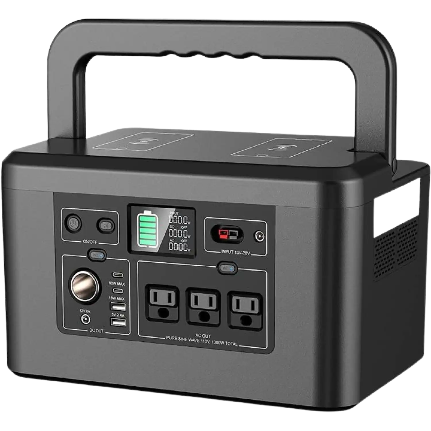 Powkey R1000 Portable Power Station 1000W with Wireless Chargers New